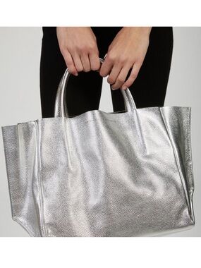 NWT Ampersand As Apostrophe Half Tote • Silver Metallic Leather with Dust Bag!